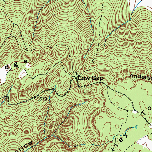 Topographic Map of Low Gap, TN