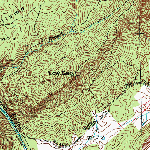 Topographic Map of Low Gap, TN