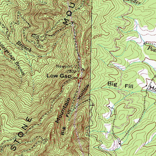 Topographic Map of Low Gap, TN