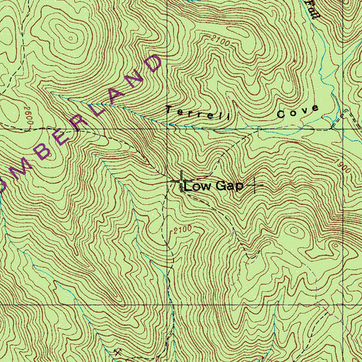 Topographic Map of Low Gap, TN