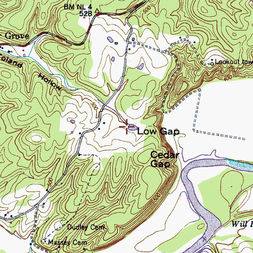 Topographic Map of Low Gap, TN