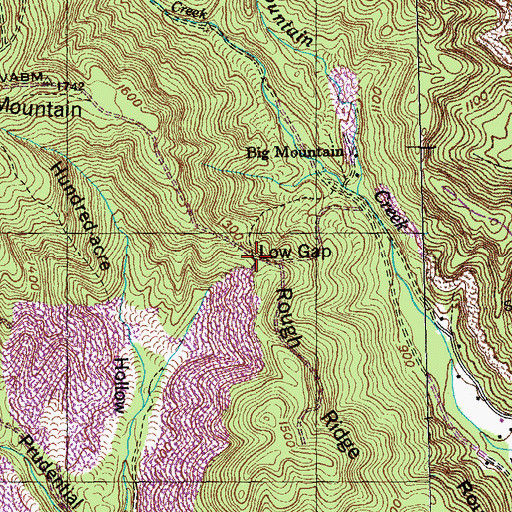 Topographic Map of Low Gap, TN