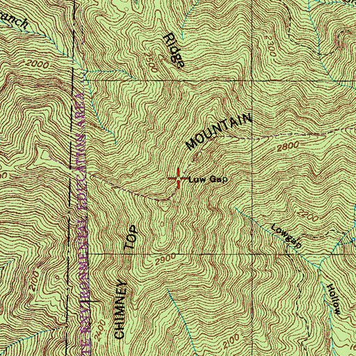 Topographic Map of Low Gap, TN