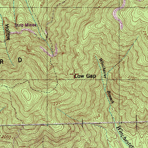 Topographic Map of Low Gap, TN