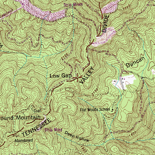Topographic Map of Low Gap, TN
