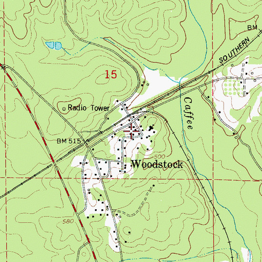 Topographic Map of Woodstock, AL