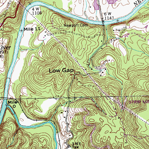 Topographic Map of Low Gap, TN