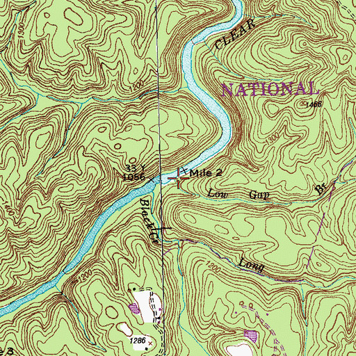 Topographic Map of Low Gap Branch, TN