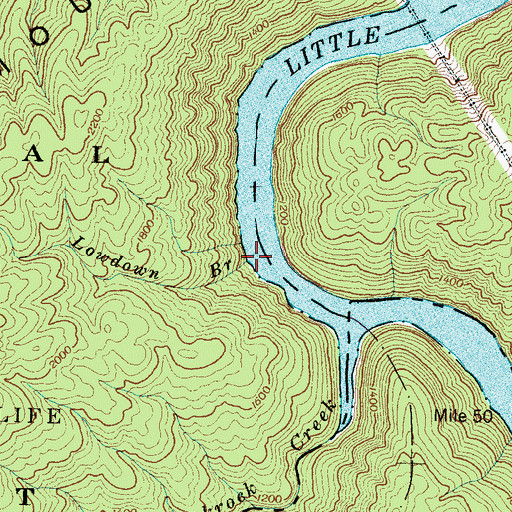 Topographic Map of Lowdown Branch, TN