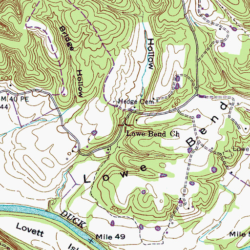 Topographic Map of Lowe Bend Church, TN
