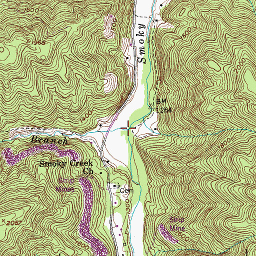 Topographic Map of Lowe Branch, TN