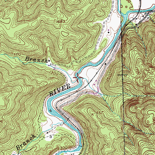Topographic Map of Lowe Branch, TN