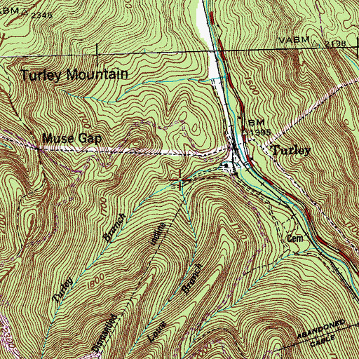 Topographic Map of Lowe Branch, TN