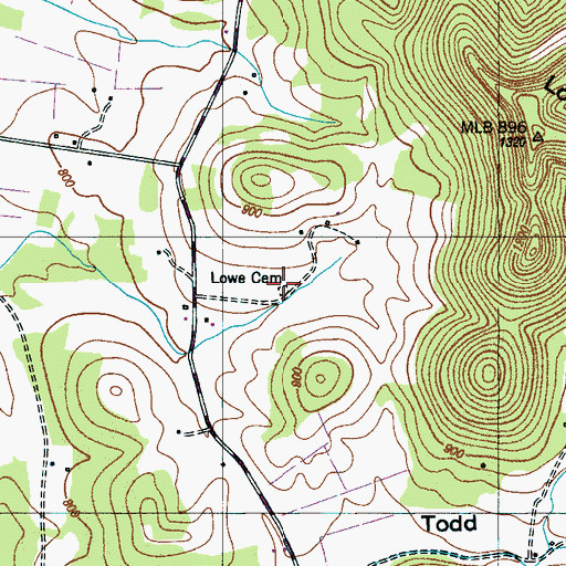 Topographic Map of Lowe Cemetery, TN