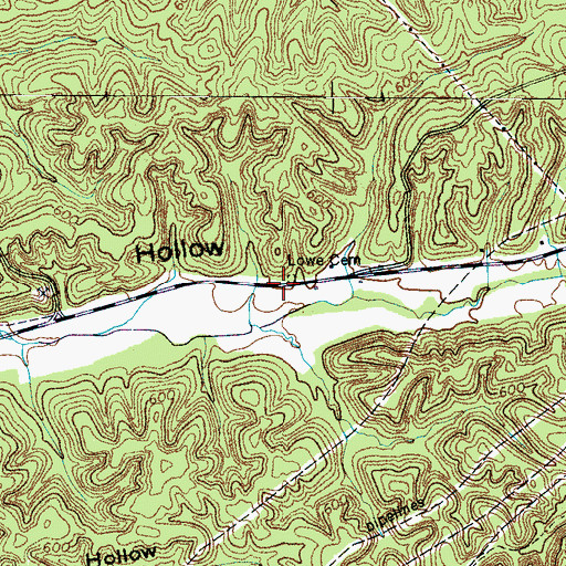 Topographic Map of Lowe Cemetery, TN