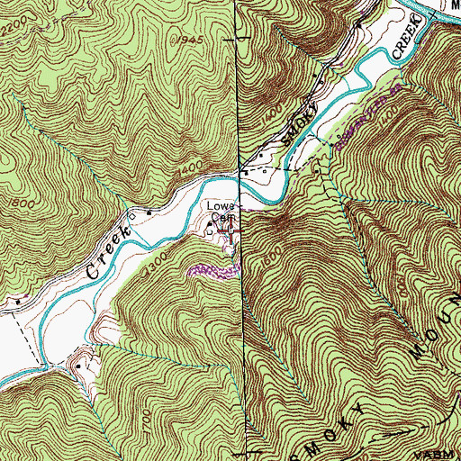 Topographic Map of Lowe Cemetery, TN
