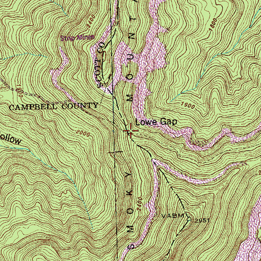 Topographic Map of Lowe Gap, TN