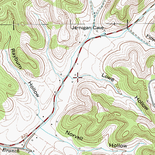 Topographic Map of Lowe Hollow, TN