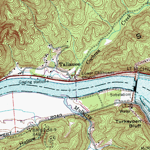 Topographic Map of Lower Chilhowee Church, TN
