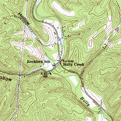 Topographic Map of Lower Holly Creek, TN