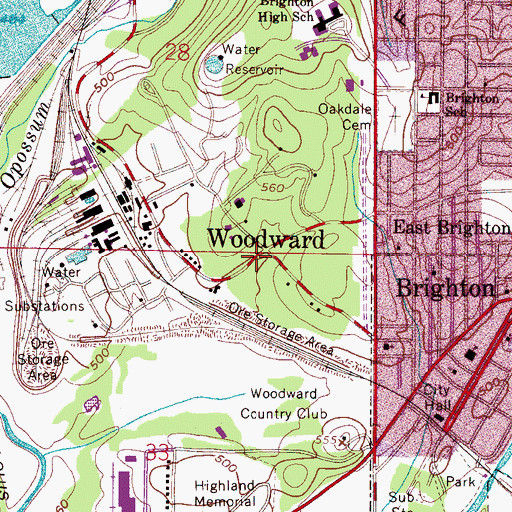 Topographic Map of Woodward, AL