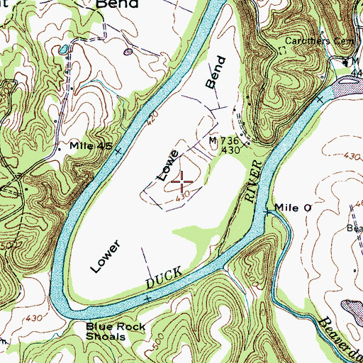 Topographic Map of Lower Lowe Bend, TN