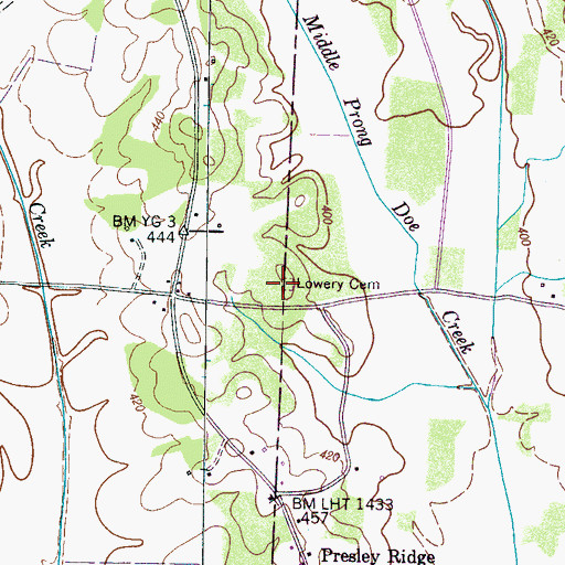 Topographic Map of Lowery Cemetery, TN