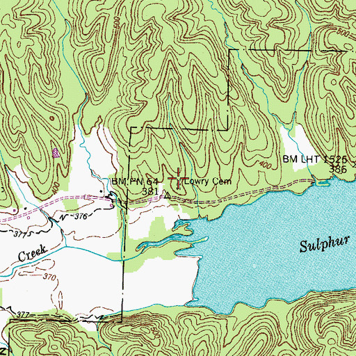 Topographic Map of Lowry Cemetery, TN