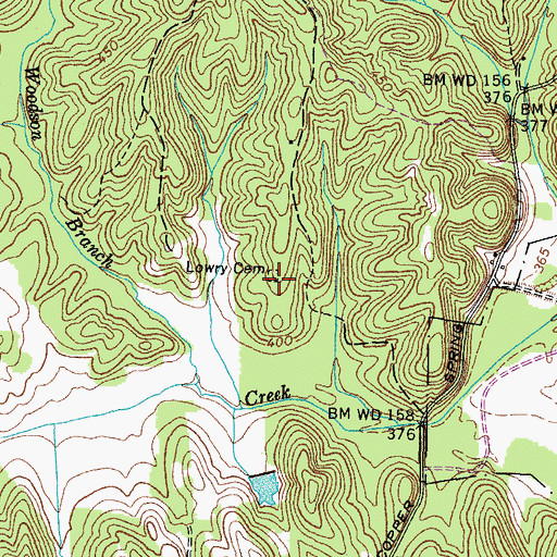 Topographic Map of Lowry Cemetery, TN