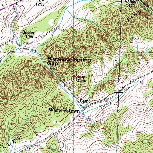 Topographic Map of Loy Cemetery, TN