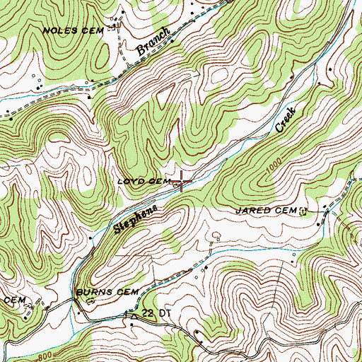 Topographic Map of Loyd Cemetery, TN