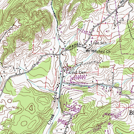 Topographic Map of Loyd Cemetery, TN