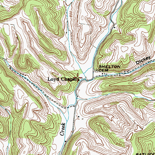 Topographic Map of Loyd Chapel, TN