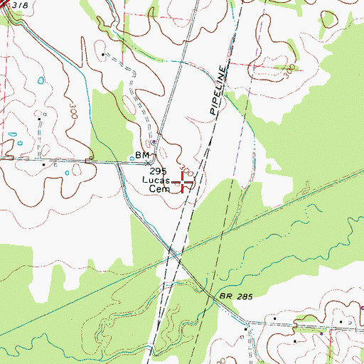 Topographic Map of Lucas Cemetery, TN