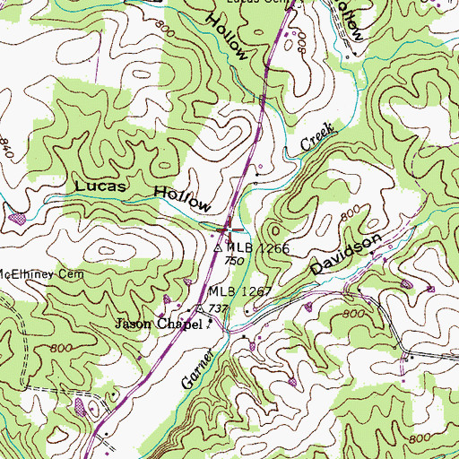 Topographic Map of Lucas Hollow, TN