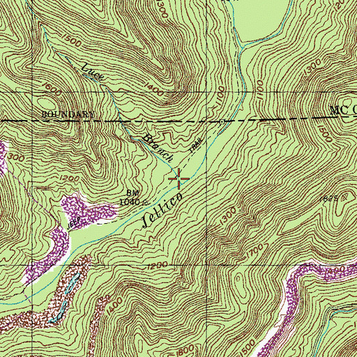 Topographic Map of Luce Branch, TN
