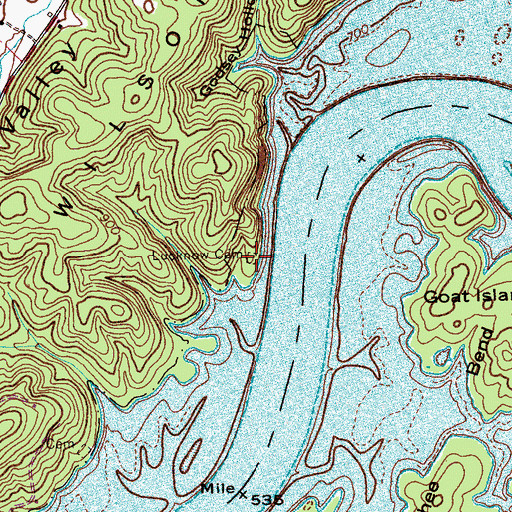 Topographic Map of Lucknow Cemetery, TN