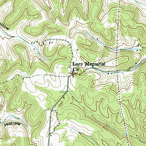 Topographic Map of Lucy Memorial Church, TN