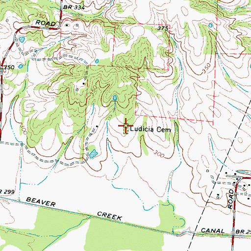 Topographic Map of Ludicia Cemetery, TN