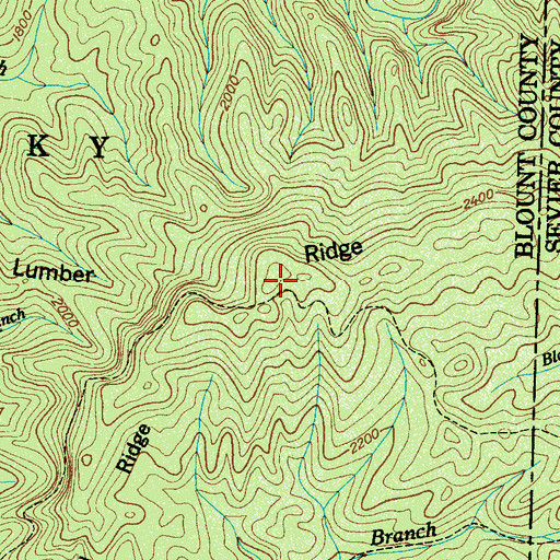 Topographic Map of Lumber Ridge, TN