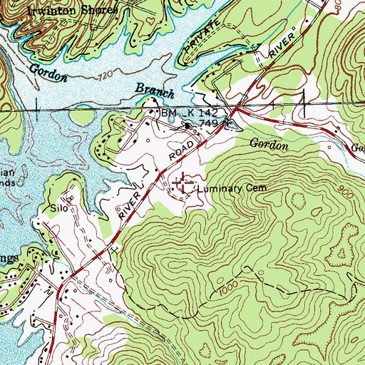 Topographic Map of Luminary Cemetery, TN