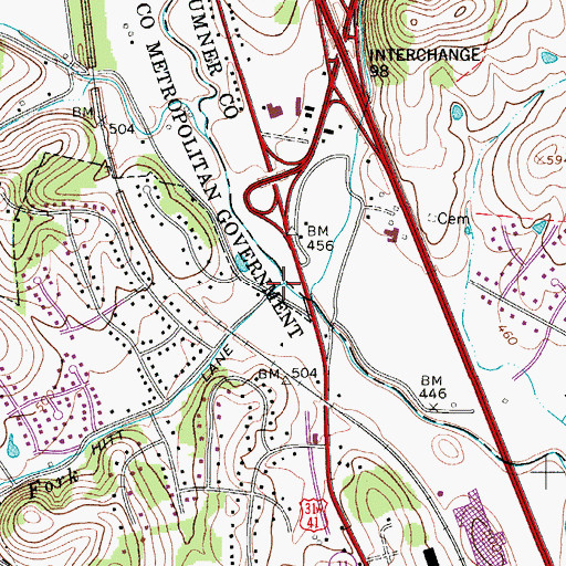 Topographic Map of Lumsley Fork, TN