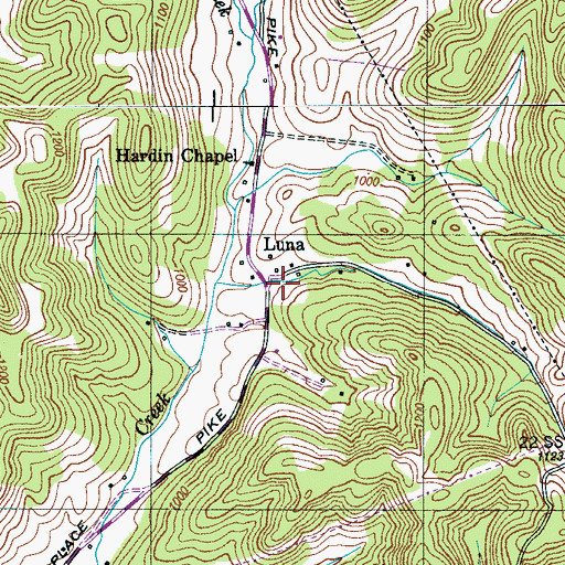 Topographic Map of Luna, TN