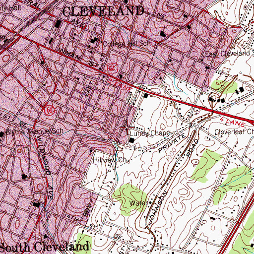Topographic Map of Lundy Chapel, TN