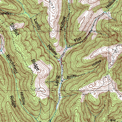 Topographic Map of Lundy Hollow, TN