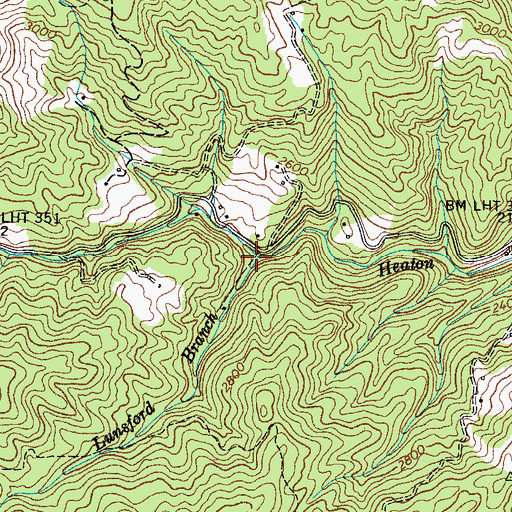 Topographic Map of Lunsford Branch, TN