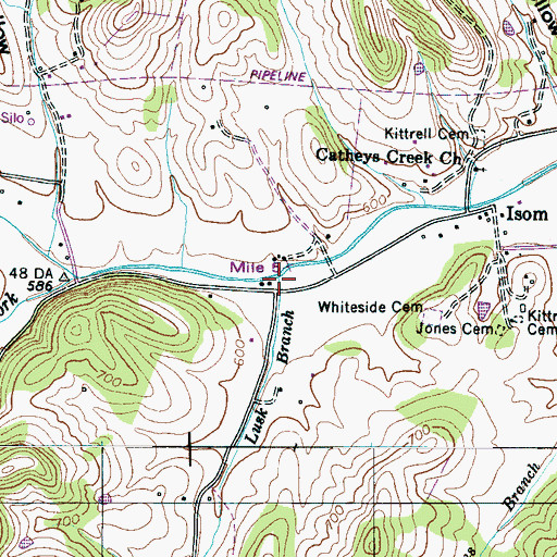 Topographic Map of Lusk Branch, TN