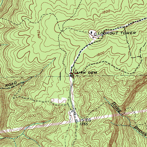 Topographic Map of Lusk Cemetery, TN