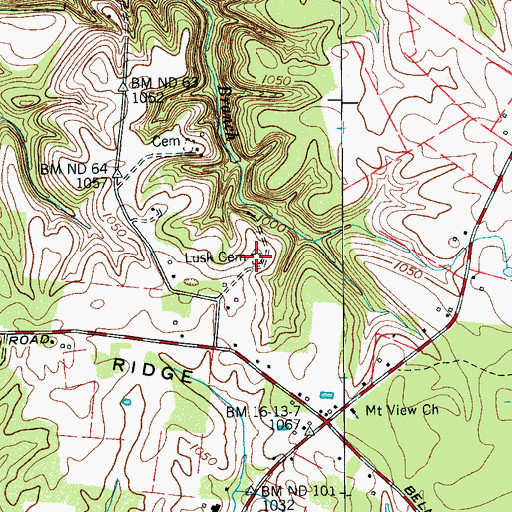 Topographic Map of Lusk Cemetery, TN