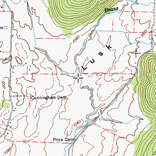 Topographic Map of Lusk Cove, TN